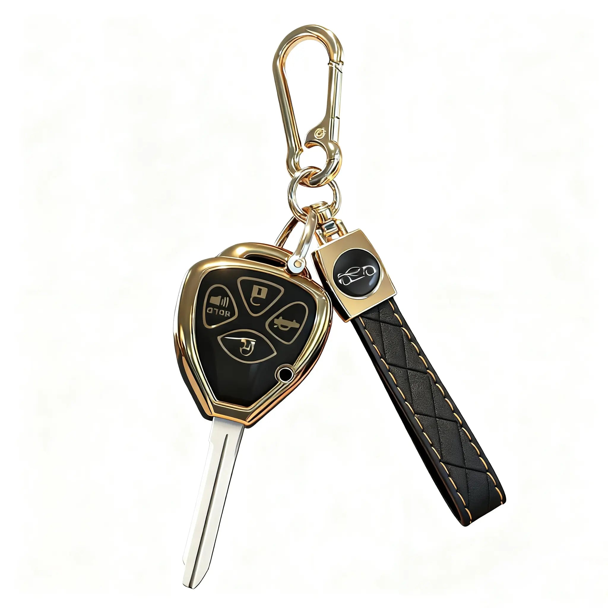 for Toyota Key Fob Cover with Keychain,Car Key Case fit for Toyota 2007-2011 Camry | 2008-2013 Avalon Corolla | 2009-2016 Venza 4 Buttons Smart Remote Control (Black, 4 Buttons)