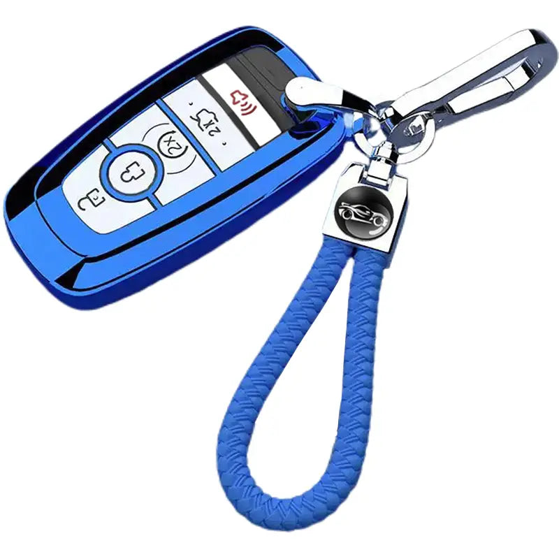 Ford Key Fob Cover with Keychain for Explorer Fusion Escape Edge Expedition F150 F250 F350 F450 F550 Maverick Mustang 3/4/5 Buttons Smart Key Case Shell