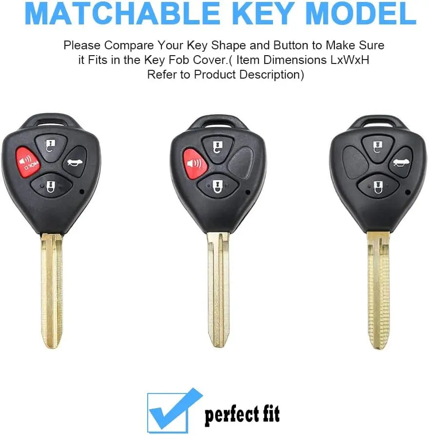for Toyota Key Fob Cover with Keychain,Car Key Case fit for Toyota 2007-2011 Camry | 2008-2013 Avalon Corolla | 2009-2016 Venza 4 Buttons Smart Remote Control (Black, 4 Buttons)