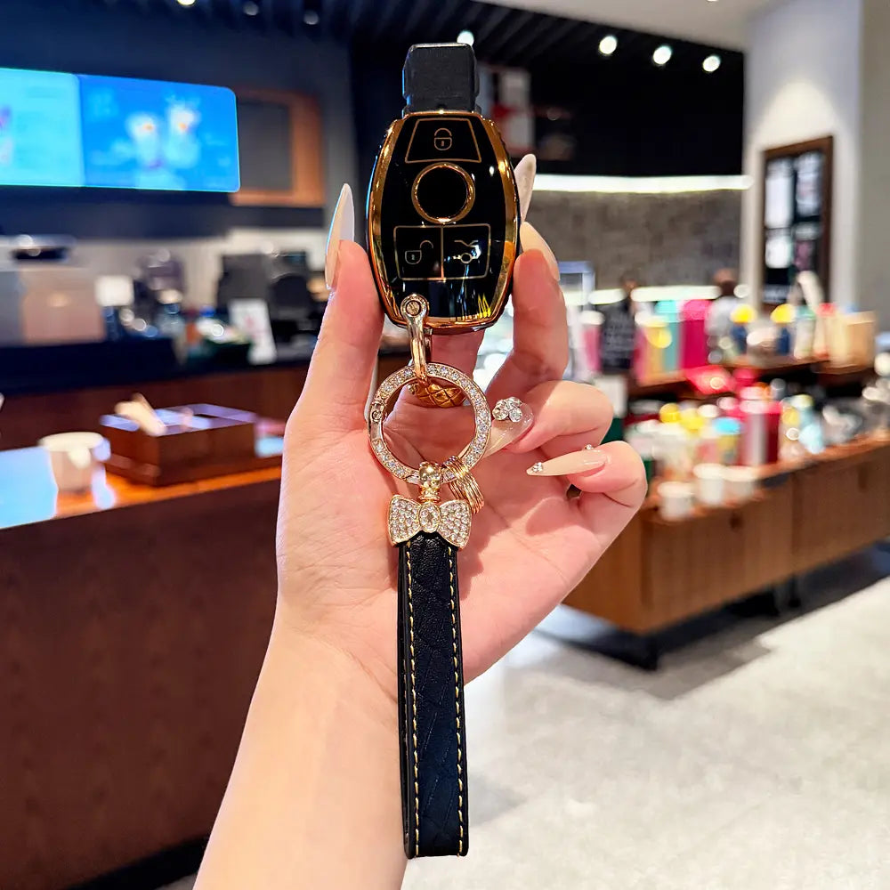 Compatible with Mercedes Benz Key Fob Cover car key chain case Protector Holder E300 E350 E400 E450 A220 CLA250 C300 GLA250 GLB250 GLC300 GLE350 GLE450 GLE580 G550 C43 E53 E63 Accessories