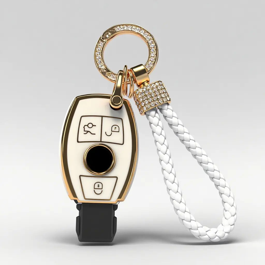 for Mercedes Key Fob Cover 3 Button TPU Bling Car Key Chain Accessories Keys Case Shell Protector for Mercerdes Benz AMG GLC GLA CLA GLS GLE GLK CLS C 300 G E S ML Class Women Girly