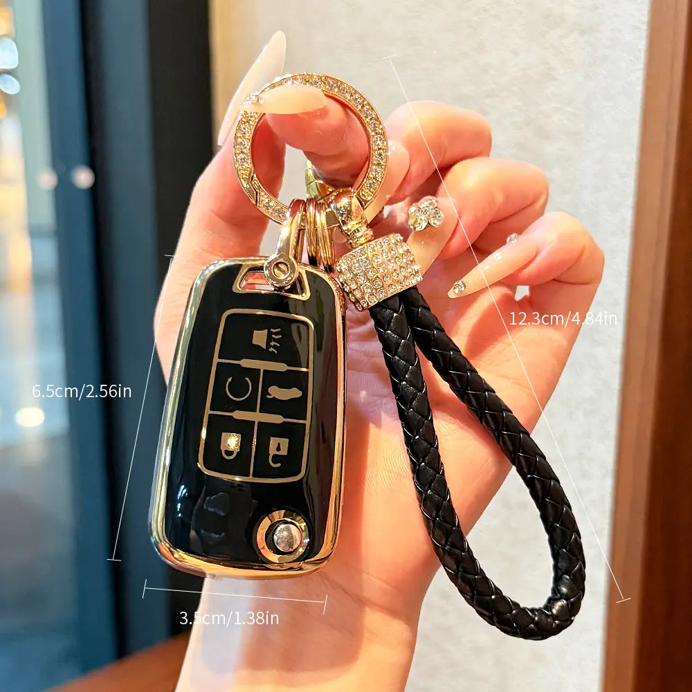 TPU Protective Key Fob Cover Case Compatible with 2010-2019 Chevy Equinox,2011-2016 Cruze Malibu Camaro Trax Impala Soni c Buick Lacrosse Regal Verano Trunk GMC Keyless Entry Key Fob
