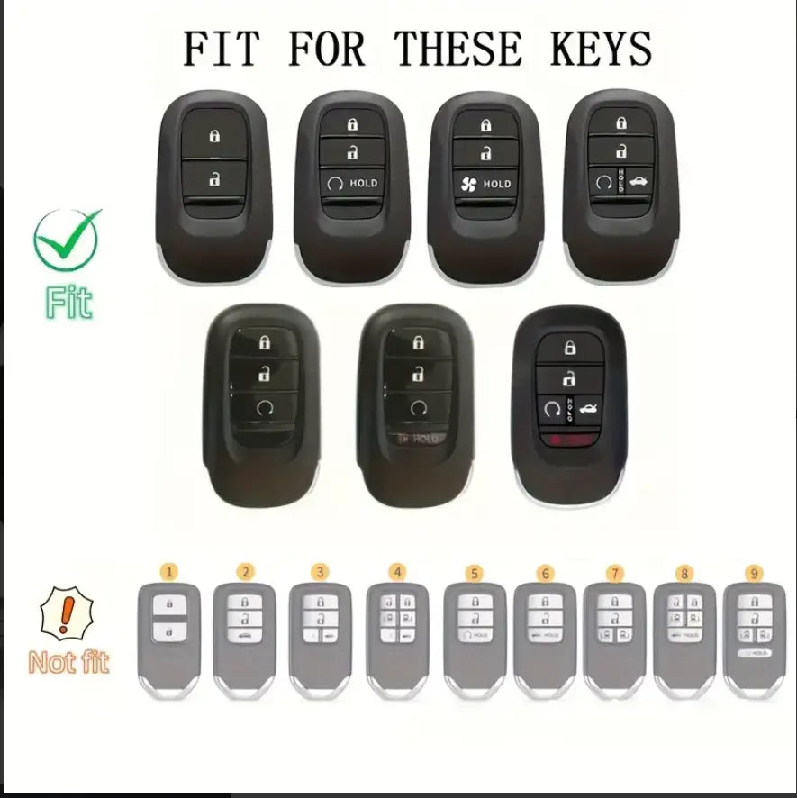 for Honda Key fob Cover with Keychain,Car Key Case Protector Compatible with 2022 2023 2024 2025 Honda Accord Civic HR-V CR-V Pilot Smart Remote Key, Universal