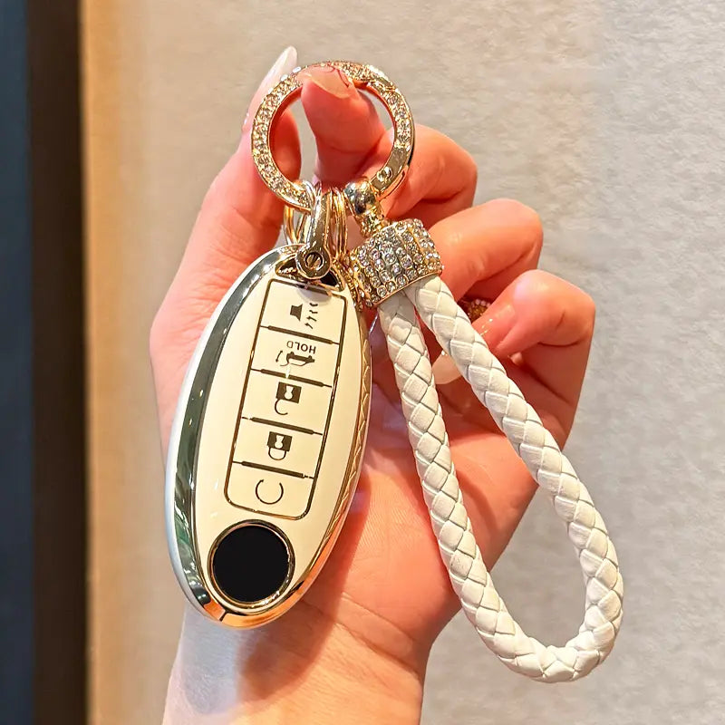Key Fob fits 2013 2014 2015 Nissan Altima Pathfinder Infiniti QX60 JX35 Smart Keyless Entry，5 Button。TPU Key Fob Cover for Nissan - Compatible with Altima, Sentra, Rogue, Pathfinder, Murano, Armada, Maxima, Versa - Durable Car Key Protector Shell