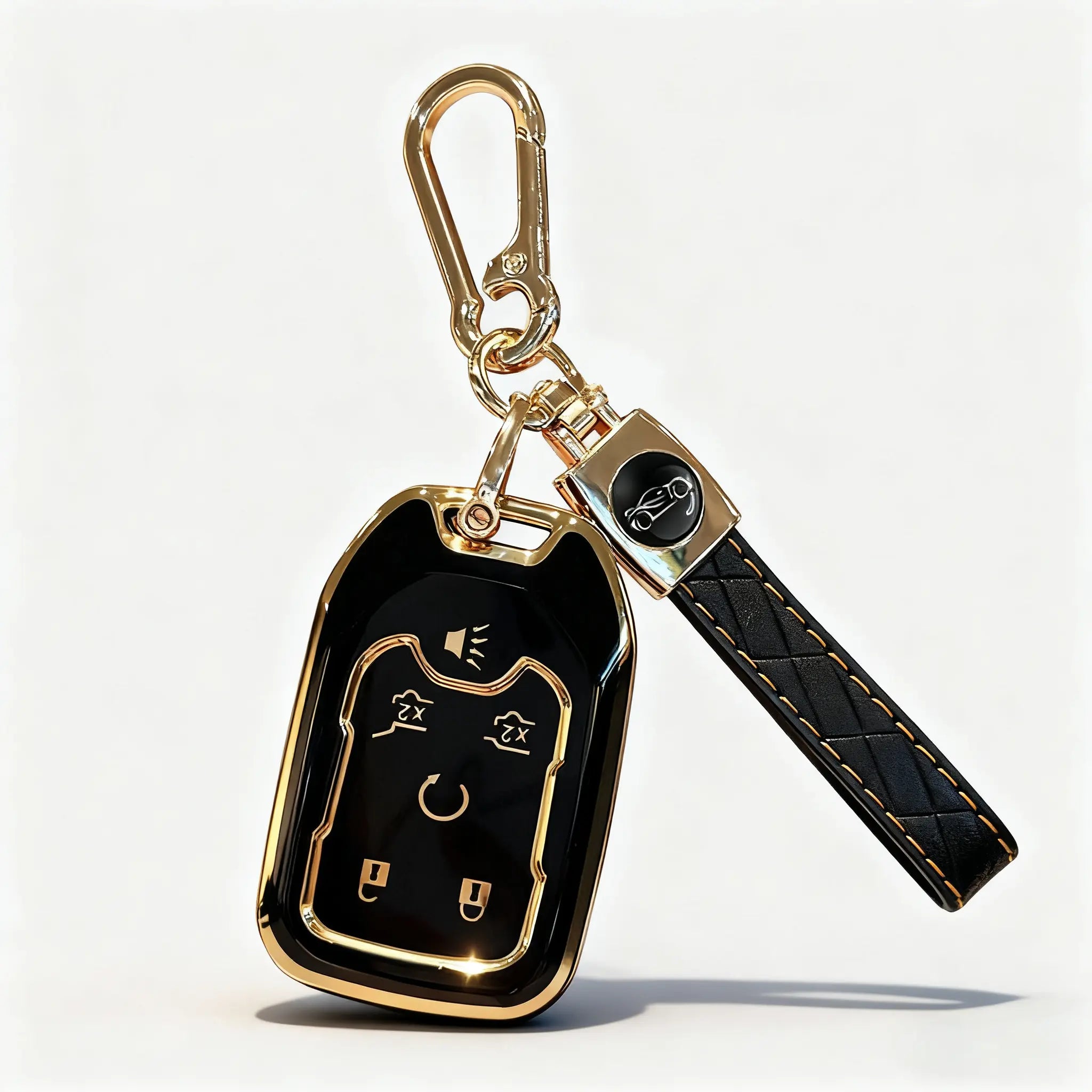 Key Fob Cover Case fit for Chevy Suburban Tahoe 2015 2016 2017 2018 2019 2020 GMC Yukon Keyless Entry Smart Remote Key Fob Shell (6 buttons Black White)