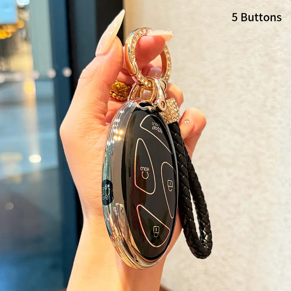 TPU Car Remote Key Fob Case Cover Holder for Hyundai Santa Fe MX5, Tucson 2025, Ioniq 2021, Kona 2024 - Durable Protective Shell Accessory