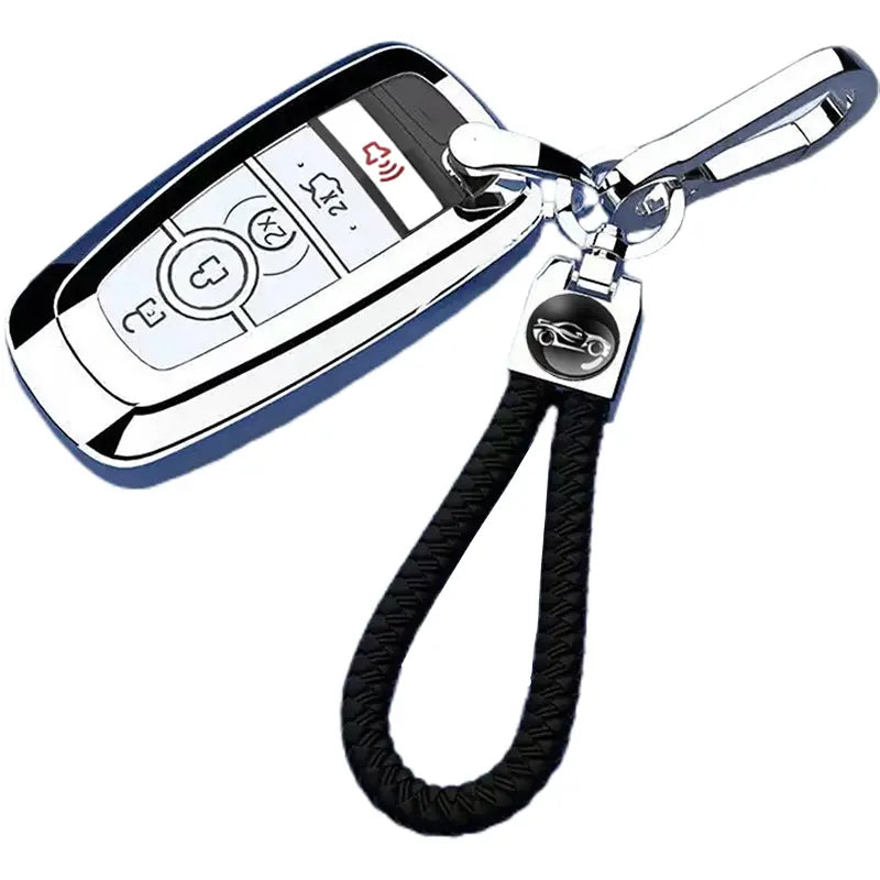 Ford Key Fob Cover with Keychain for Explorer Fusion Escape Edge Expedition F150 F250 F350 F450 F550 Maverick Mustang 3/4/5 Buttons Smart Key Case Shell