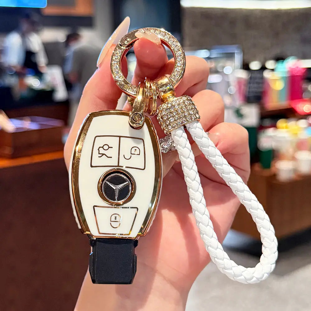 Compatible with Mercedes Benz Key Fob Cover car key chain case Protector Holder E300 E350 E400 E450 A220 CLA250 C300 GLA250 GLB250 GLC300 GLE350 GLE450 GLE580 G550 C43 E53 E63 Accessories