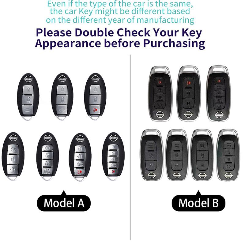 Nissan car key cover 2008-2026, for buttons 3/4/5 TPU Zinc Alloy | Xejiaqu