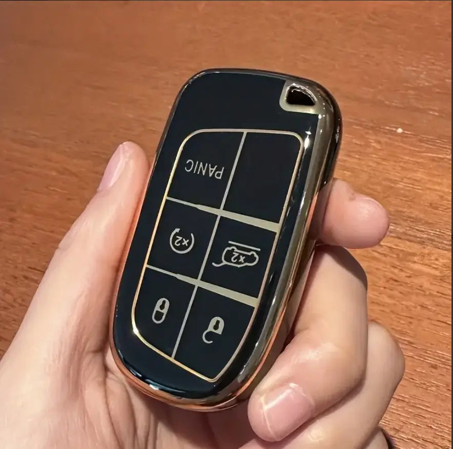 Key Fob Cover, TPU Car Keys Protector Case For For jeep Chrysler 200 300 For Dodge For RAM For Challenger For Journey Smart Remote Keyless，5 button key sleeve case cover