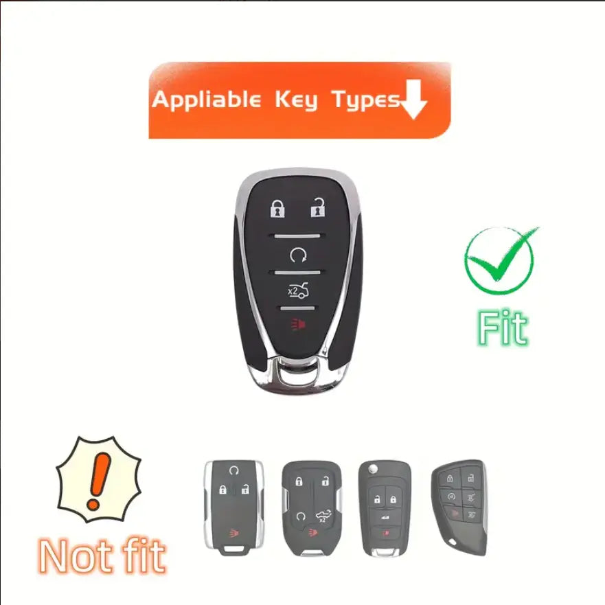 Car Key Fob Cover Key Case Cover for CHEVROLET 2016-2021 for Chevy Equinox Malibu for Camaro Cruze Blazer Traverse Trax, Only for 5-Bottons 2023 2024 2025 and remotes