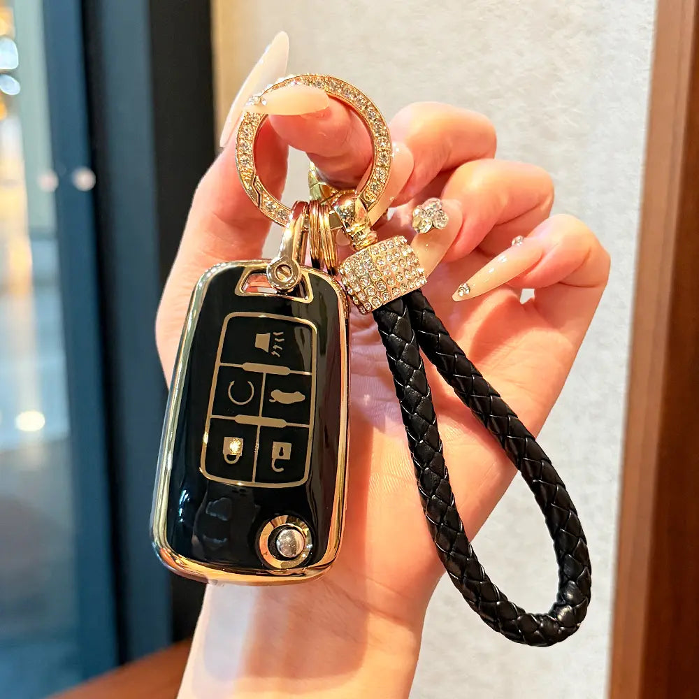 TPU Protective Key Fob Cover Case Compatible with 2010-2019 Chevy Equinox,2011-2016 Cruze Malibu Camaro Trax Impala Soni c Buick Lacrosse Regal Verano Trunk GMC Keyless Entry Key Fob