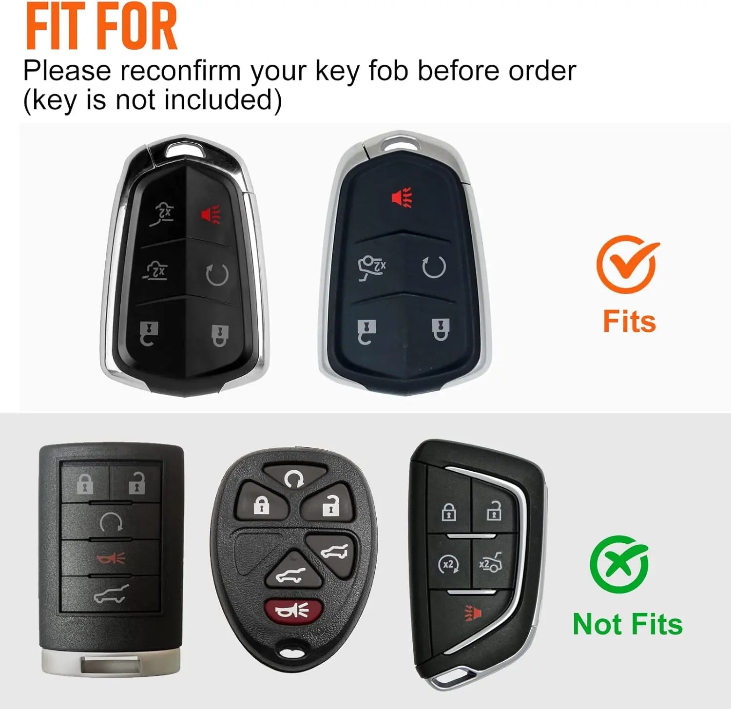 Key Fob Shell Case for Cadillac ATS ATS-v CTS CT6 XTS XT5 XT4 XT6 SRX 2014 2015 2016 2017 2018 2019 2020 2021 Keyless Entry Remote Control 5/6btn Cover