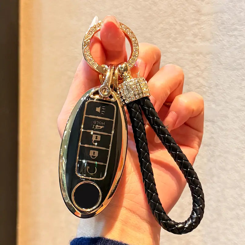 Key Fob fits 2013 2014 2015 Nissan Altima Pathfinder Infiniti QX60 JX35 Smart Keyless Entry，5 Button。TPU Key Fob Cover for Nissan - Compatible with Altima, Sentra, Rogue, Pathfinder, Murano, Armada, Maxima, Versa - Durable Car Key Protector Shell