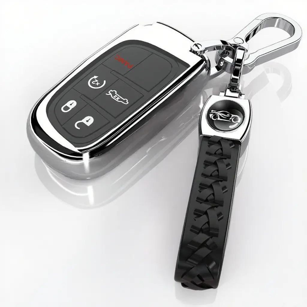 for Jeep Key Fob Cover with Keychain,Soft TPU Key Case Shell Full Protection for Grand Cherokee Renegade Chrysler 200 300 Dodge RAM Durango Challenger Journey Dart Fiat Smart Key case cover car